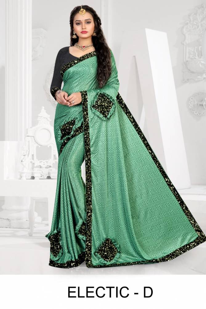 Ronisha Electic Latest Fancy mported lycra Festive Wear Designer Saree Collection